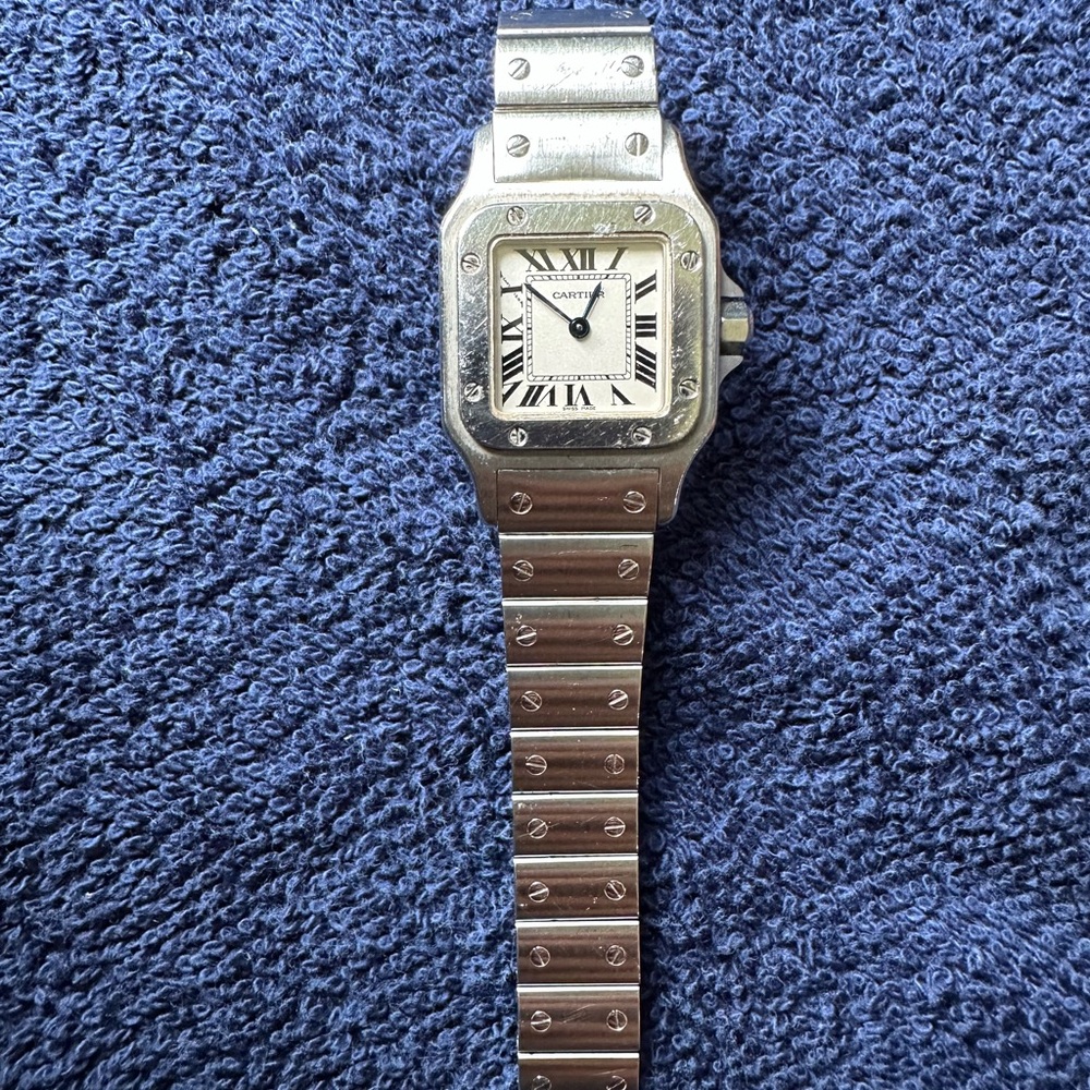 Vintage Cartier Santos Galbée Ref. 1565 Small 24mm Stainless Steel Quartz Watch - Picture 1 of 9